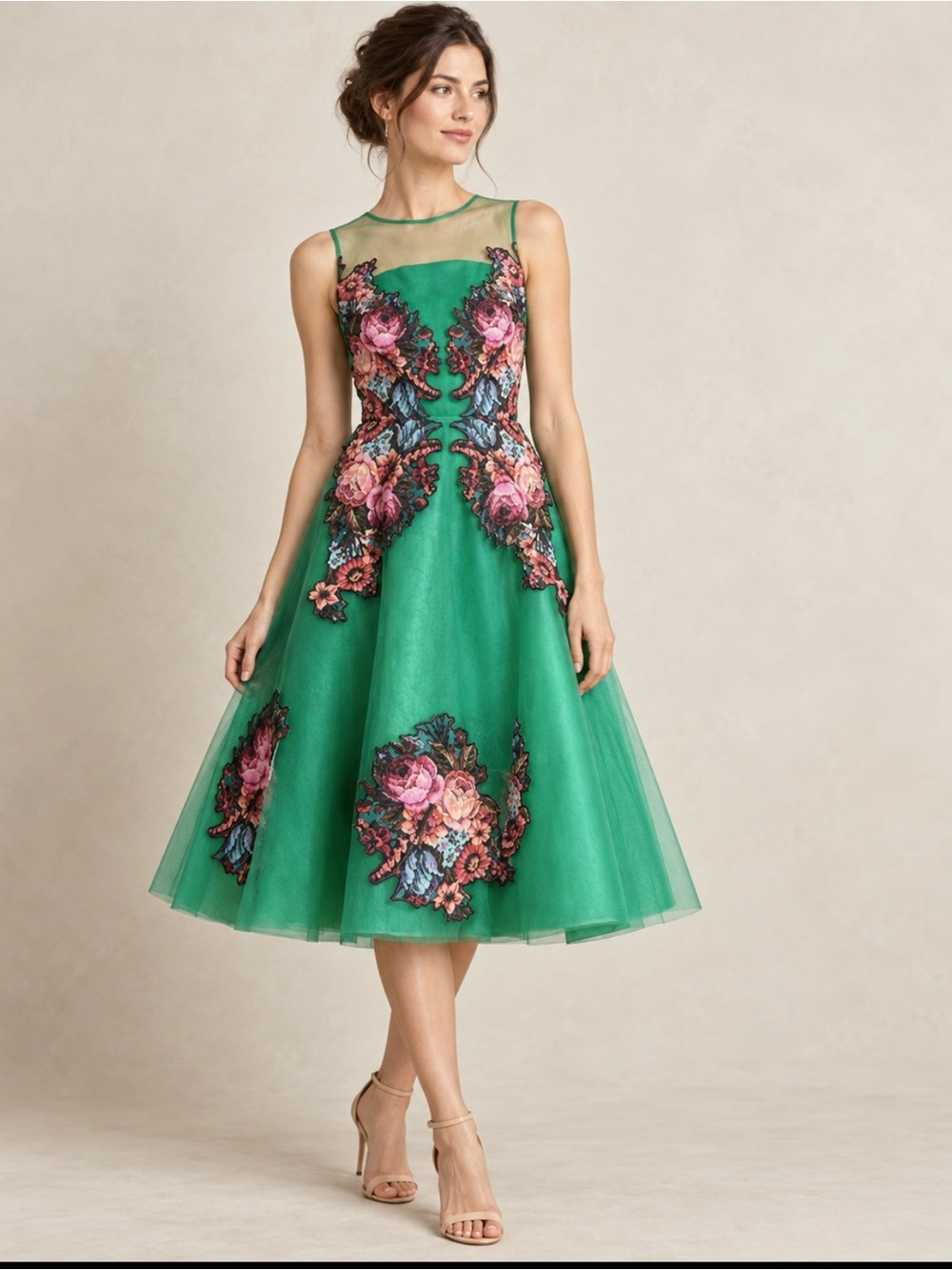 NWOT Anthropologie Sachin + Babi Coral Tree Floral Appliqué Dress Size 2